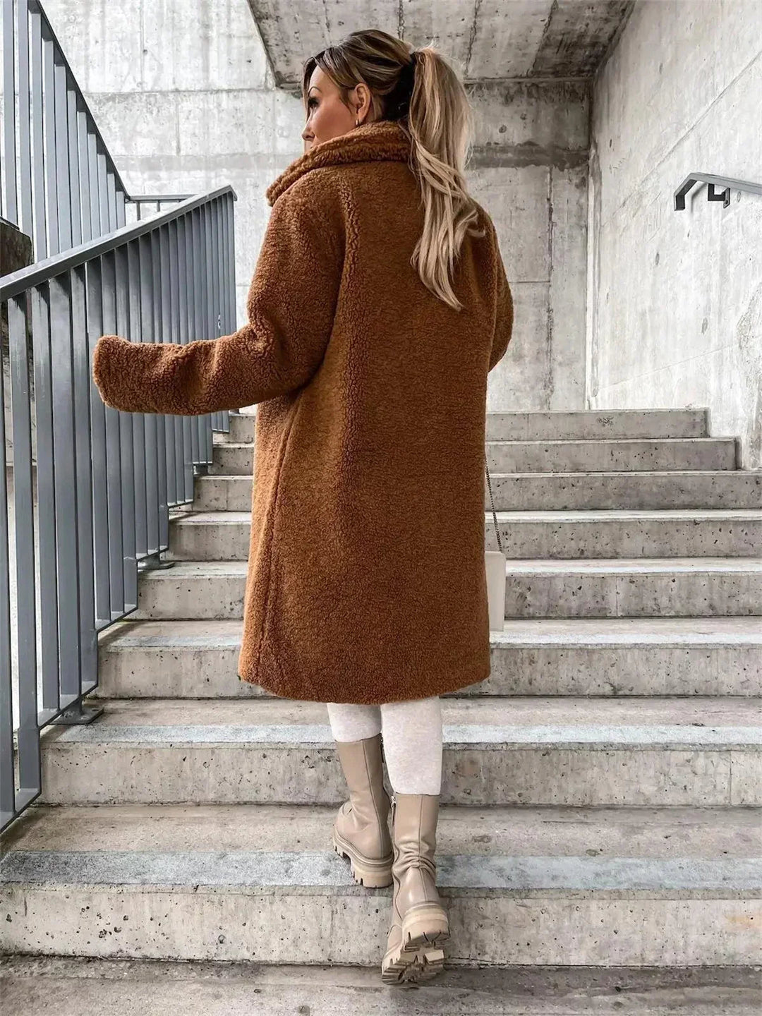 Jenna - Teddy Plush Button Coat